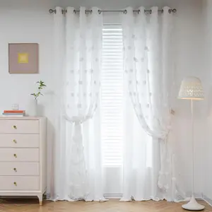 Bedroom Curtain, Dual Layer Velvet Transparent Window Covering, Ideal for Kids Room & Living Room Privacy Panel, Room Decor Curtain