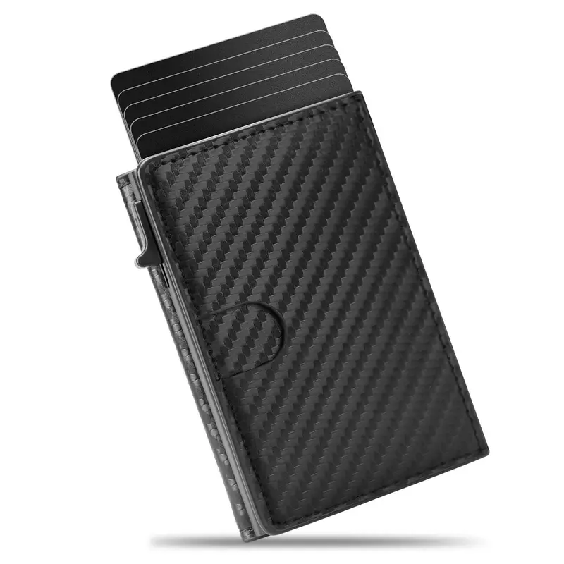 Valentine's Day-Men's Smart Wallet Minimalist Card Holder with RFID Blocking Upgrade PU Leather Pop-up Wallet for Daily Use Gift for Men