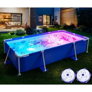 Above Ground Pool,2026 Frame Deep Swimming Pool with Pool Lights,Rectangle Family Pool,Above Ground Pool Easy Set,7ftx48inx24in Outdoor Pool,Backyard Pool for ,Adults,Pump Not Included