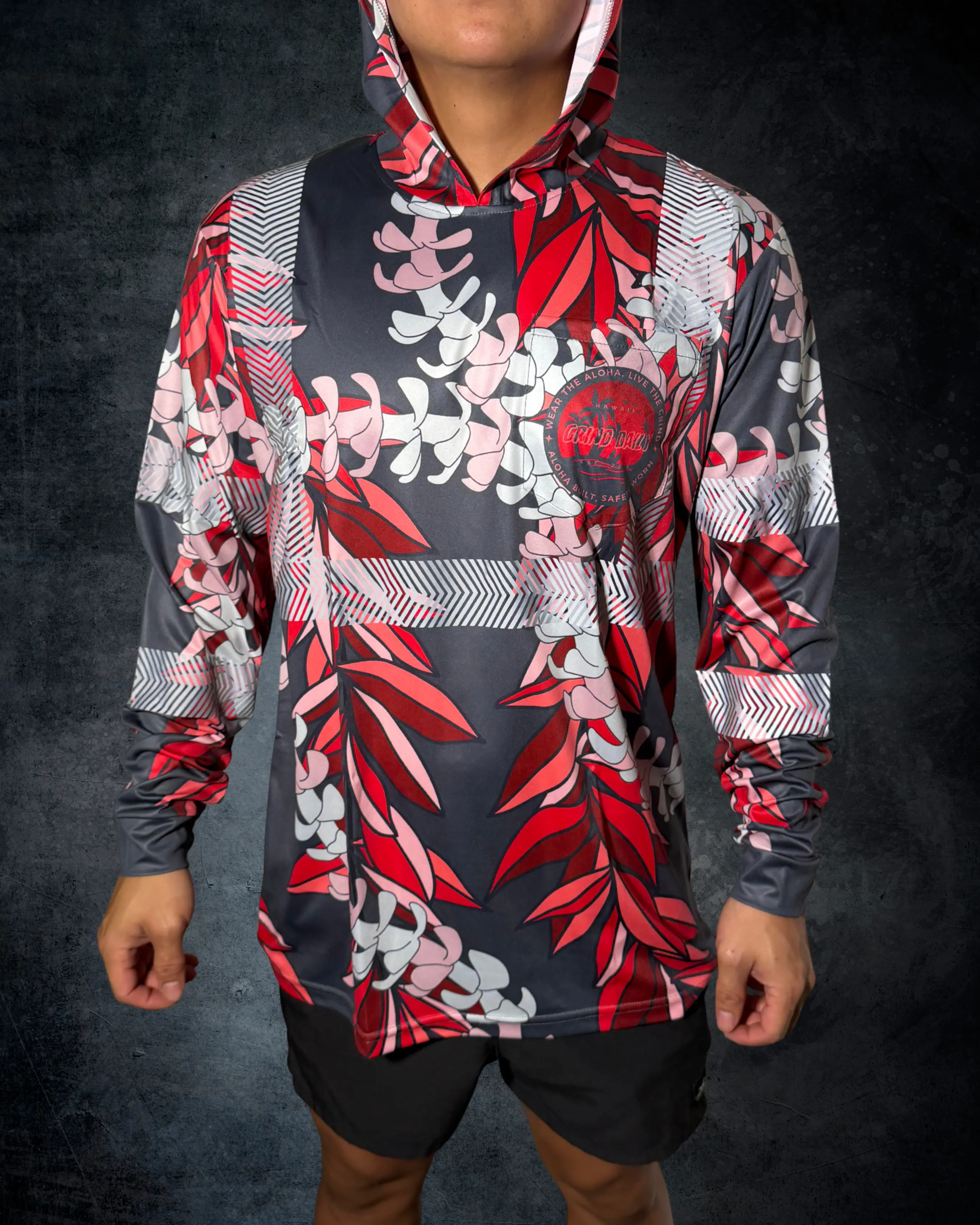 Red Maile & Puakenikeni Lei Reflective Hoodie