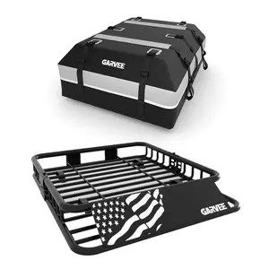 GARVEE 51" x 36" Universal Roof Rack Basket, 200 Lbs Capacity Rooftop Cargo Carrier Basket With 15 Cubic Feet (44" x 34") Waterproof Luggage Bag, for Suvs, Trucks, Vehicles