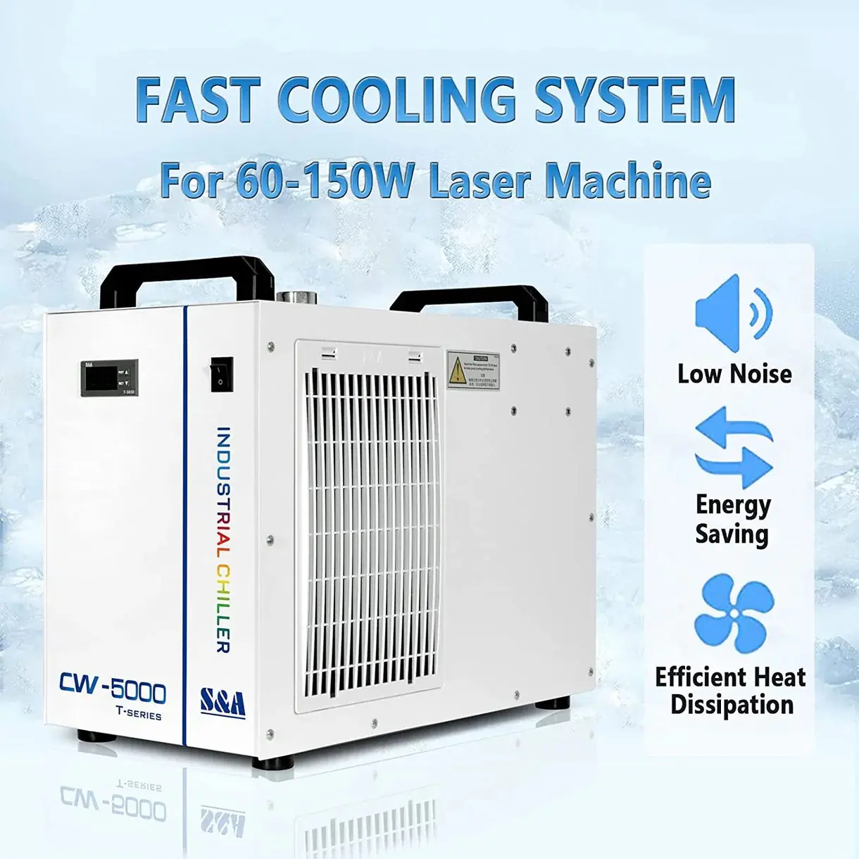 MCWlaser CW-5000 Industrial Water Chiller - Compact Size, 0.75kW Cooling Capacity for 40-80W CO2 Engravers, UV Lasers; Contact Us for Alternative Solutions if Unsuitable