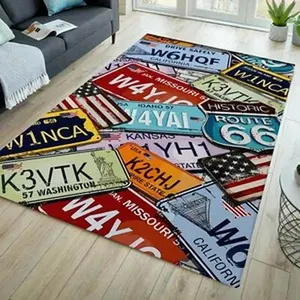 Route 66 pattern rug, USA rug, American culture rug, america rug, road sign rug