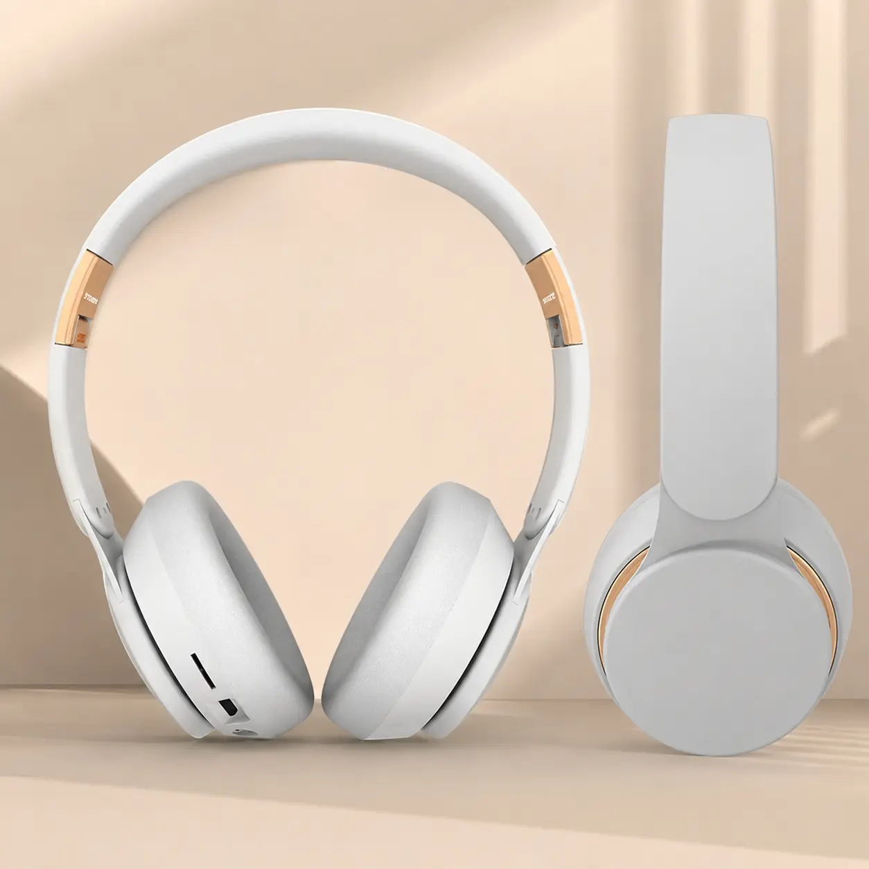 Folding Wireless Headphones, Portable Audio Headset, Hi-Fi Sound with Powerful Bass, Noise Cancelling Leather Ear Cups, HD Microphone, Perfect for Sports Travel Home Office, Foldable Hifi Headphones, Deep Bass Headphones