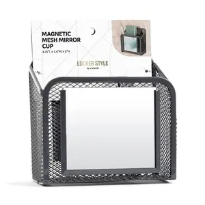 Locker Mesh Cup with Mirror Flat Bottom Light Gray Dark Gray - U Brands