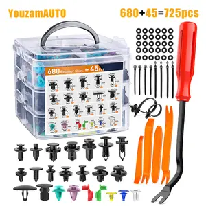 725 Pcs Car Push Retainer Clips & Car clips fasteners,bumper clips,plastic rivets,rack and pinion-2025 Most Popular Sizes Nylon Bumper Fender Rivets with 10 Cable Ties,toyota camry ,toyota corolla,honda accord accessories