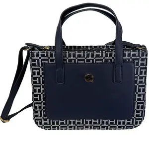 Tommy Hilfiger Blue hand Bag with Elegant Monogram Design and crossbody Strap for Everyday Use