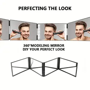 360° Rotating Folding Mirror, Portable Makeup Mirror for Self Haircut Shaving and Facial Care, Compact High Definition Mirror