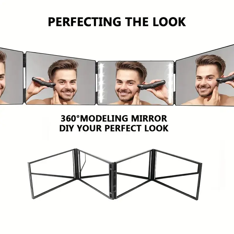 360° Rotating Folding Mirror, Portable Travel Makeup Mirror for Self Haircut Shaving and Facial Care, Compact High Definition Mirror