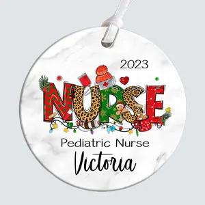 Personalized Christmas Ornament, Custom Ornament, Nurse Design, Gift Ideas, Custom Name and Year, 2025, RN, Nurses Designs christmas ornaments