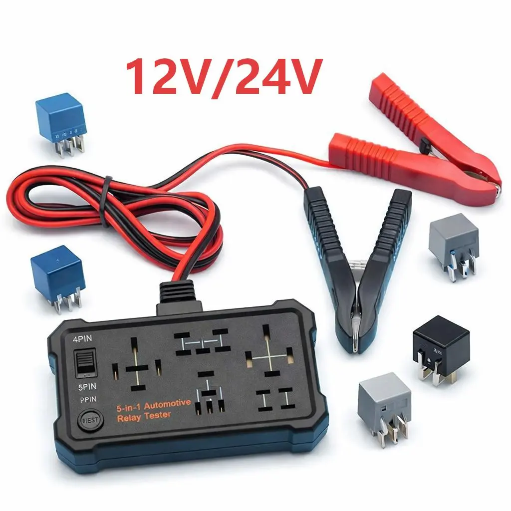 Upgraded 12V-24V Digital Automotive Battery Relay Tester, Compact Car Voltage Check Tool with LED Display, Universal Essential Electronic Repair Tool for Mechanics