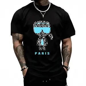 T-shirt with PARIS printed on it, unisex, men's short sleeve round neck street style T-shirt for summer and spring, casual, clothing, couple style, fashionable loose, youthful and energetic, men's daily wear tops