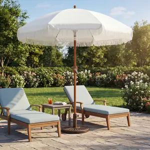 Costoffs 7.5ft Outdoor Patio Umbrella with Tassels, Adjustable Tilt Canopy with Storage Bag for Deck and Balcony