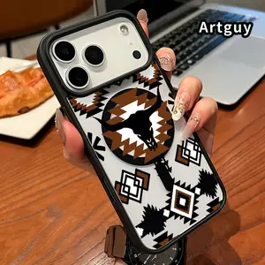Magnetic Phone Case for iPhone 17 Pro Max Air 16 15 14 Plus 16E 13 12 11 X XS XR mini Aztec Inspired Pattern Pattern TPU Shockproof Anti-Scratch Stylish Smartphone Cover