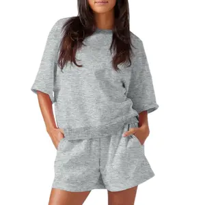 FISOEW Womens 2 Piece Outfits Casual Oversized Cropped Sweatshirt and High Waist Running Shorts Tracksuit Sets tracksuits #Springtok #TikTokShopJumpstartSale Summer Sportswear i am gia track set tracksuits for women