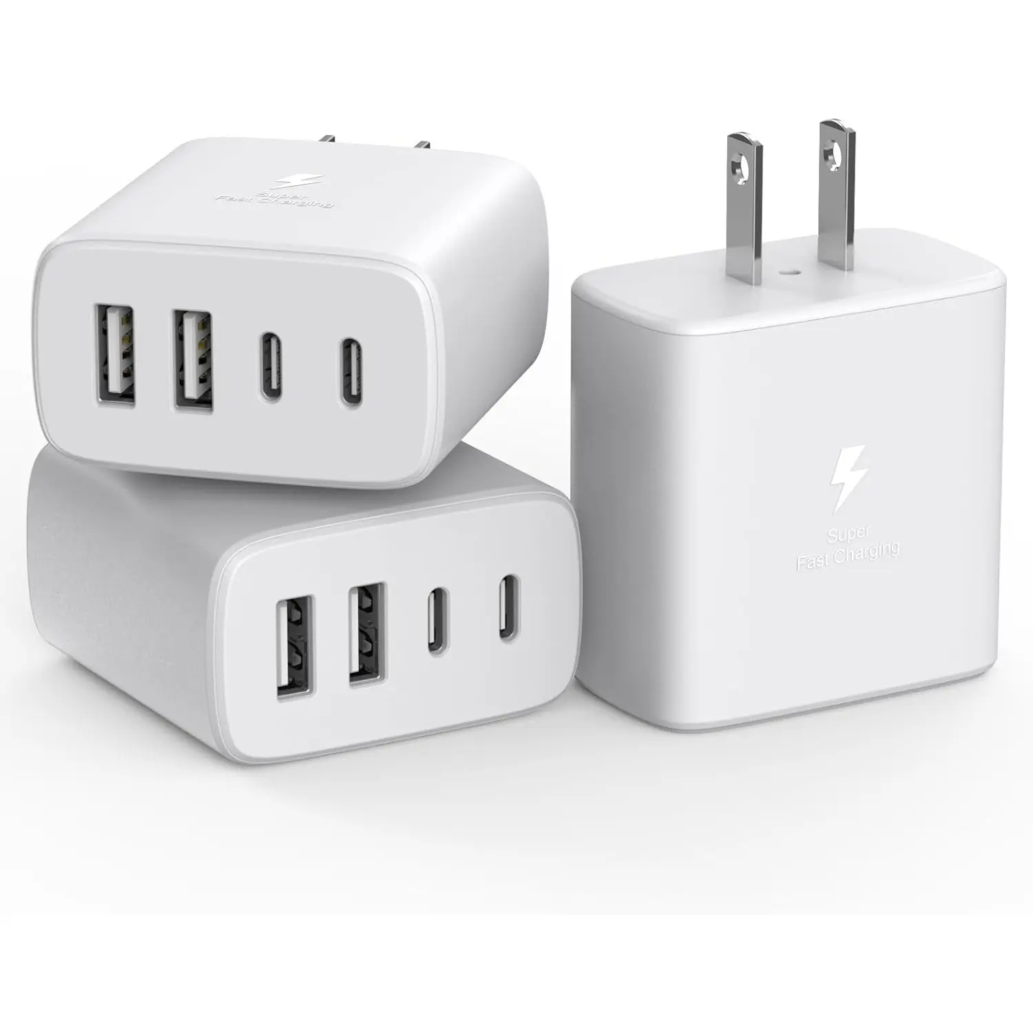 40W USB C Charger Block for iPhone16/15/14/13/12/11/Pro Max/XS/XR/8/iPad/Samsung 4-Port Type C Wall Charger Block Dual Port USB C Power Adapter Multiport Wall Plug Multiple Fast Charging [3 Pack]