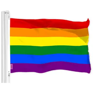 G128 LGBT Rainbow Pride Flag | 3x5 Ft | LiteWeave Pro Series Printed 150D Polyester | Indoor/Outdoor, Vibrant Colors, Brass Grommets, Thicker and More Durable Than 100D 75D Polyester