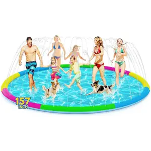 157" Extra Large Non-Slip Thickened Splash Pad Sprinkler Dog Pool, Outdoor Water Play for Kids Toddlers Children Adults Dogs and Pets