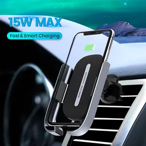 Wireless Car Charger Electromagnetic Sense Qi 15W Fast Charging 1 Click Automatic Clamp and Open Phone Holder Vent Mount for iPhone 17 16 15 14 13 12 Series Samsung S25 S24+ S23 etc