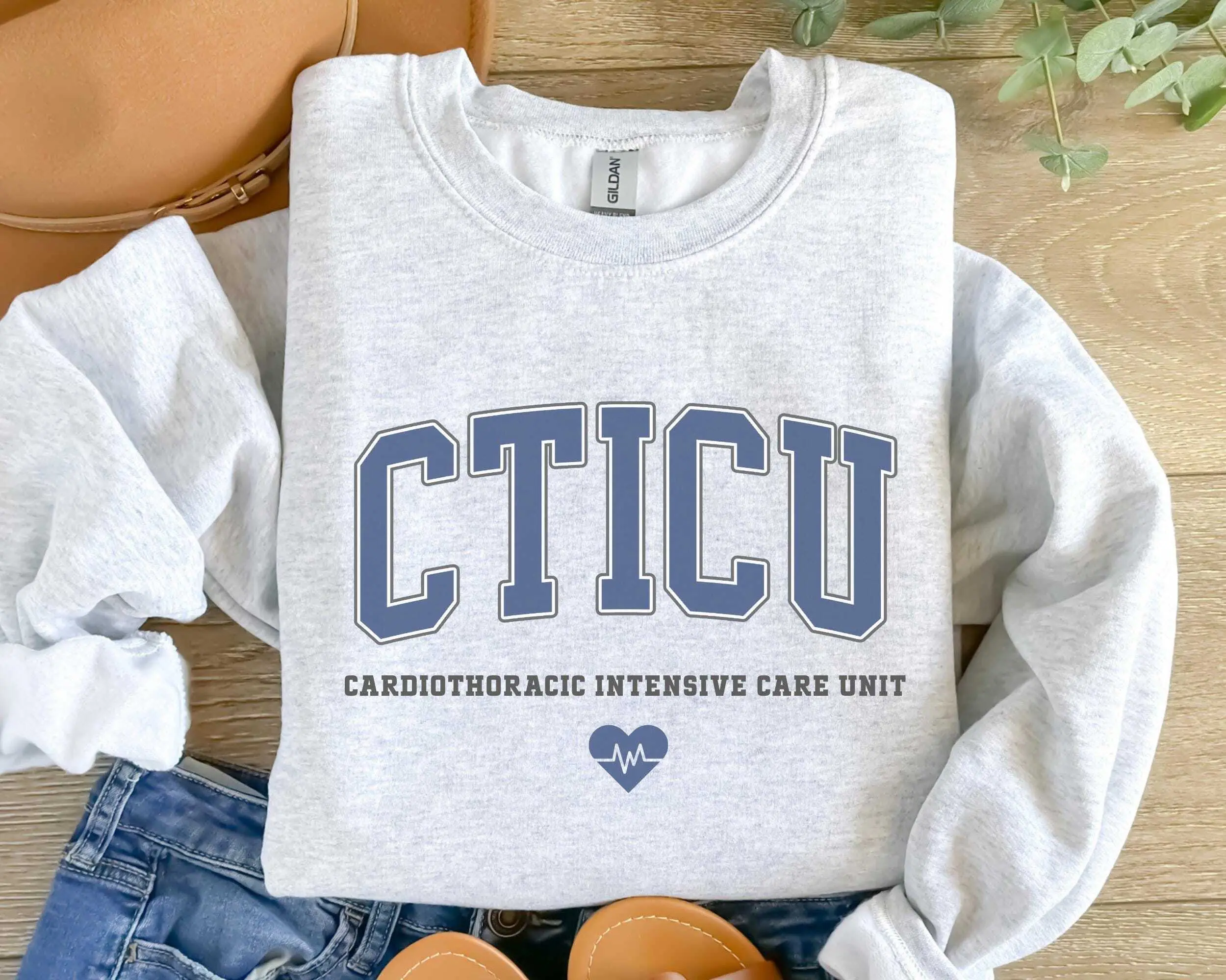 CTICU Nurse T-Shirt OR Sweatshirt, Cardiothoracic Intensive Care Unit Crewneck, Cardiothoracic ICU Nurse  Cotton Fabric