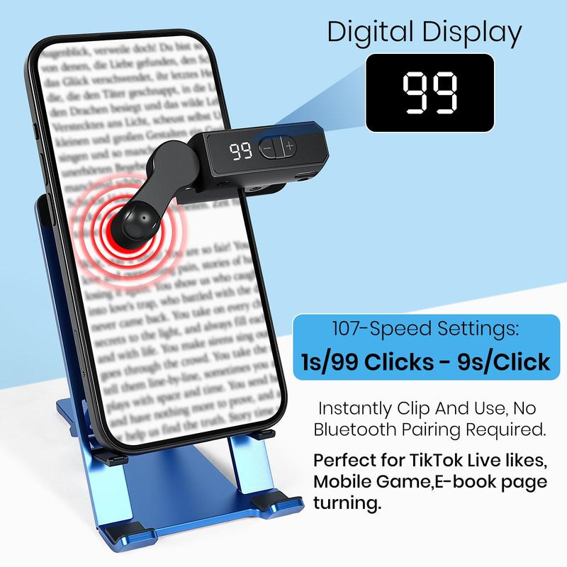 Auto Clicker Smart Tapper for iPhone iPad Android TikTok - Auto Touch Device with 107 Adjustable Speed, Rechargeable，Instant Clicker for Live Stream Likes, Social Media Tasks（Black）