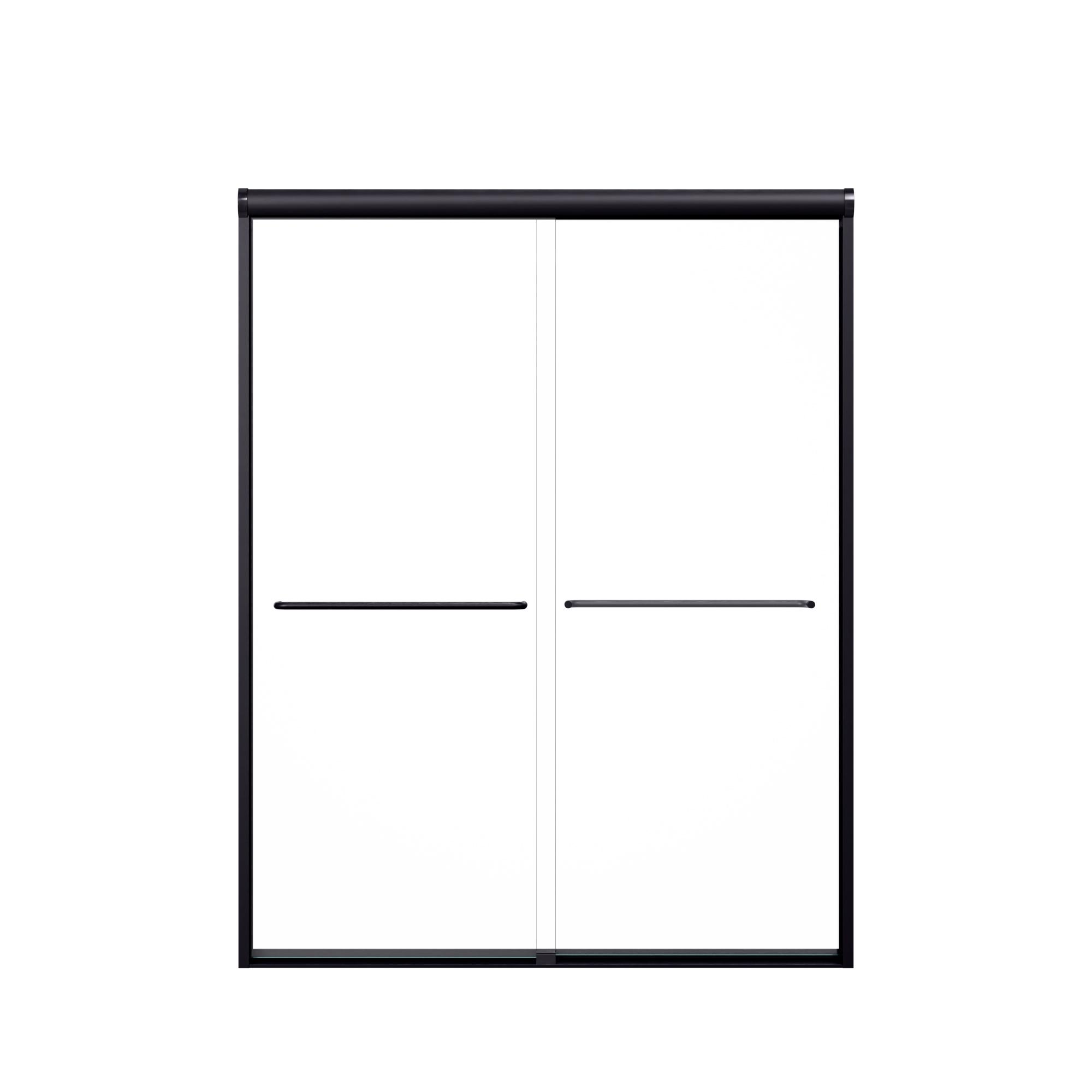56-60" W x 72" H Semi-Frameless Double Sliding Shower Door, Bypass Shower Enclosure with 1/4" (6mm) Thick SGCC Tempered Safety Glass, Adjustable Width, Rustproof Chrome Frame, Easy Install Sliding Bathroom Door