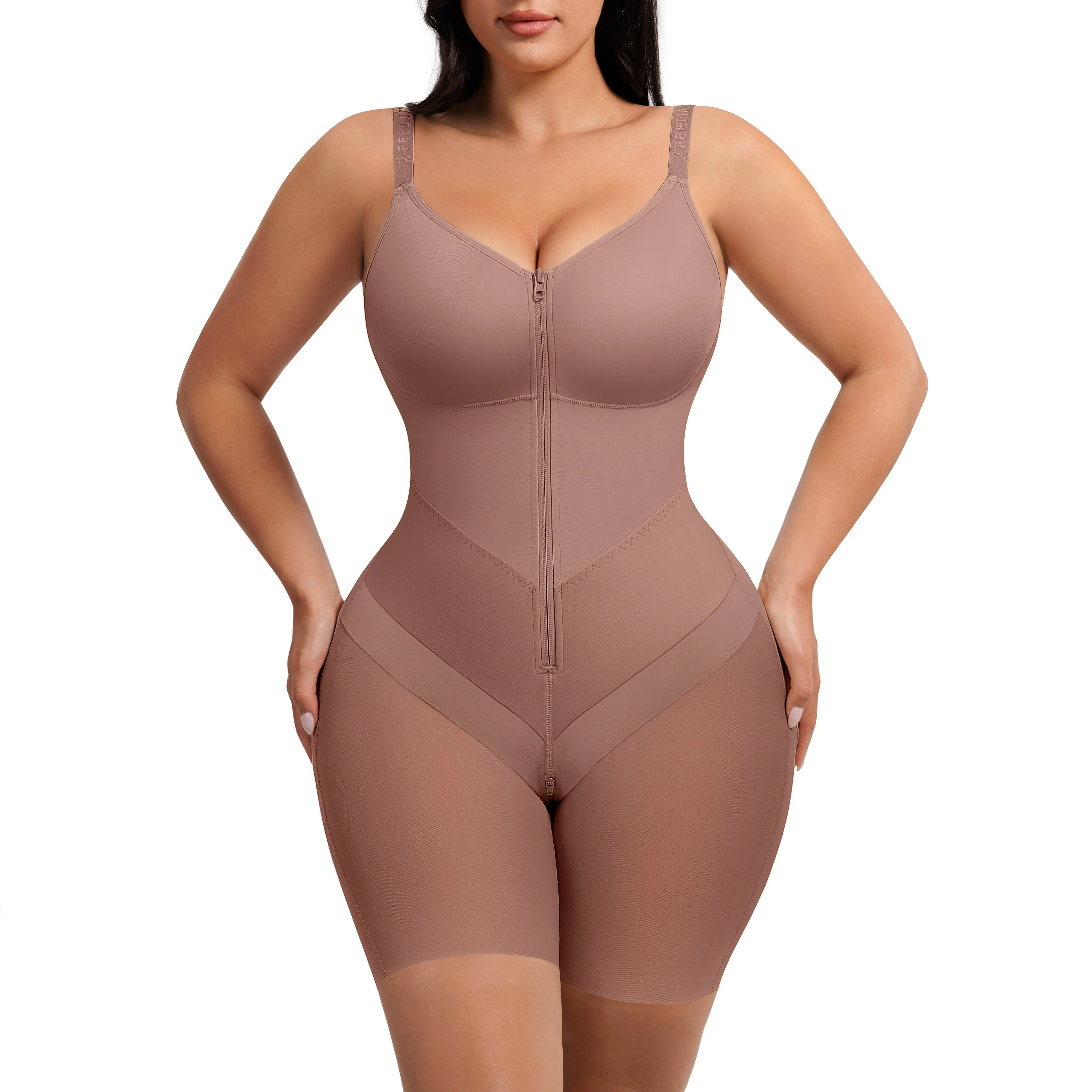 FeelinGirl FeelVibe V-shaped Fajas Colombianas Shapewear For Women Full Body Shapewear Butt Lifter With Zipper Front