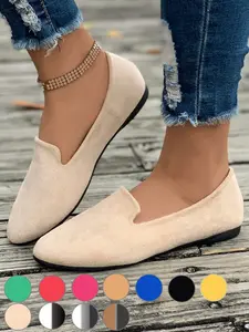 Women's Solid Color Pointed Toe Flats, Soft Sole Comfortable Slip-On Casual Shoes, Versatile Commuter Shoes for Work and Daily Wear