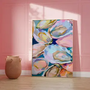 Abstract Colorful Oyster Shell Poster | Minimalist Summer Wall Art, Beach House Decor, Room Decor, Unframed