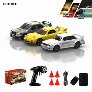 Hotfree 1/43 Mini RC Drift Car, 4WD High-Speed Remote Control Classic Legends Model, Adjustable Underglow Lights, 2.4GHz Full-Proportional Control, USB Rechargeable Racing Toy, Stress Relief Desktop Car, Fun Birthday Christmas Gift for Kids & Boyfriend