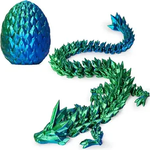 3D Printed Dragon Egg Mystery Crystal Dragon Fidget Toys Articulated Dragon Home Desk Decor Easter Surprise Dinosaur Eggs Adults Fidget Toys for Autism