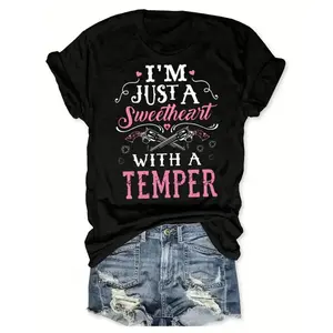 Western Print Short Sleeve Round Neck T-Shirt - Casual Top for Summer and Spring