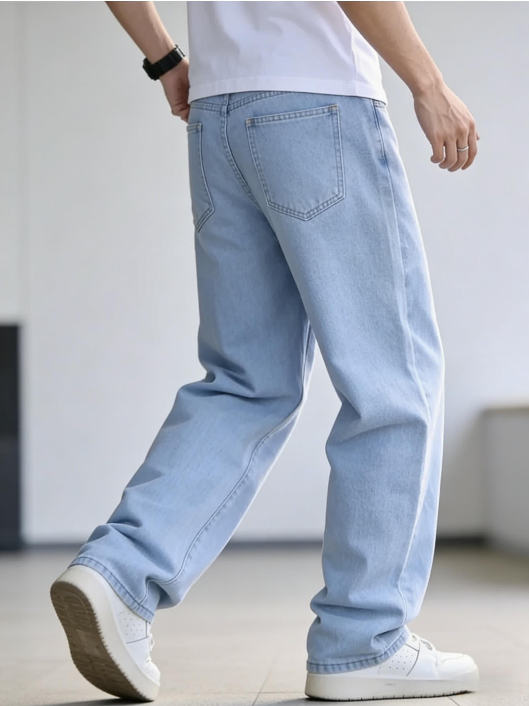 Men's jeans, Men's Baggy Straight Leg Jeans, Wide Leg,Mid Rise Comfort Casual Denim Pants, Breathable Soft Stretch Fashion Business versatile,Men's Relaxed Fit Straight Leg Jeans 2026 New Style