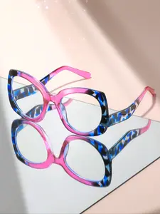 Large Frame Fashion Flat Mirror Tortoise Shell Frame Trendy Frames Oversized Round Non-Prescription Trendy Casual Glasses Trendy Wearable Accessory for All Seasons