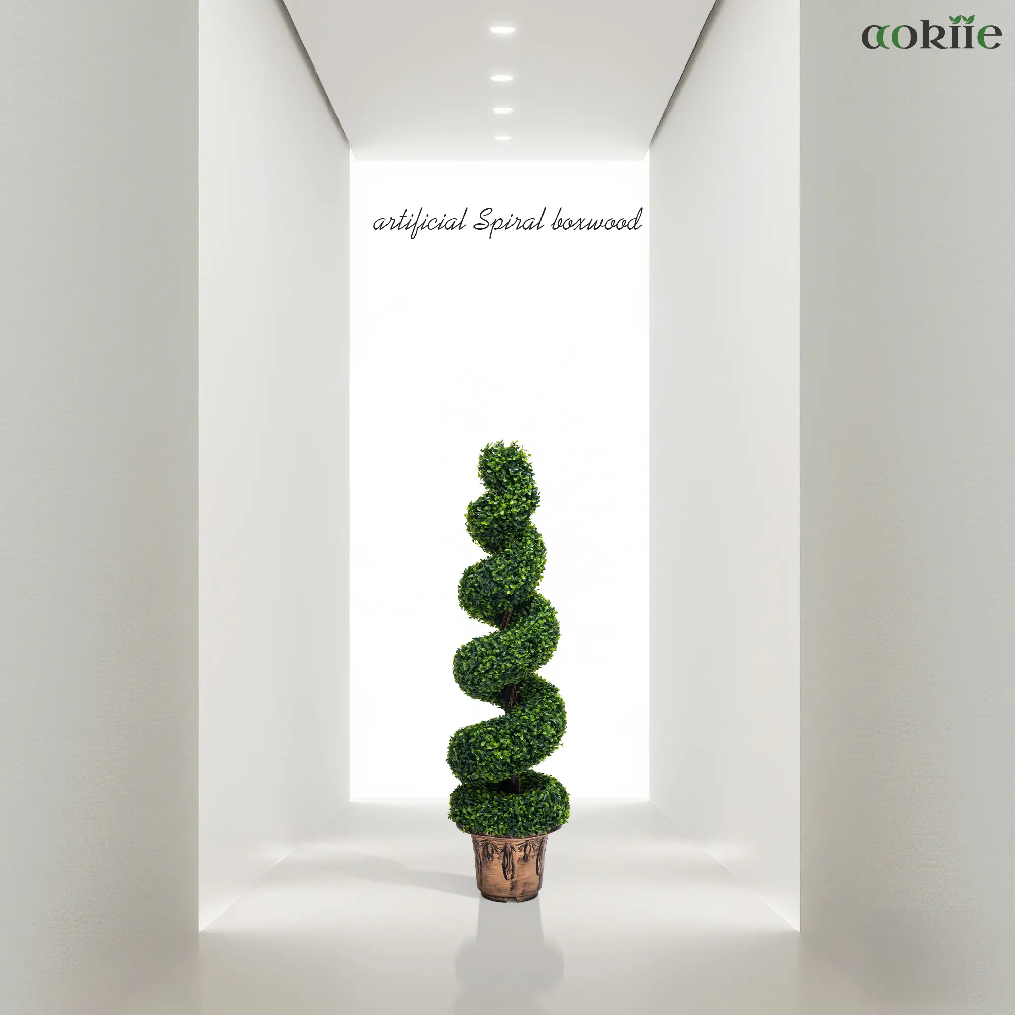 Artificial Spiral Boxwood Topiary Tree 4FT Faux Outdoor Indoor Decorative Plant in Pot, for Front Porch, Entryway, Office Décor