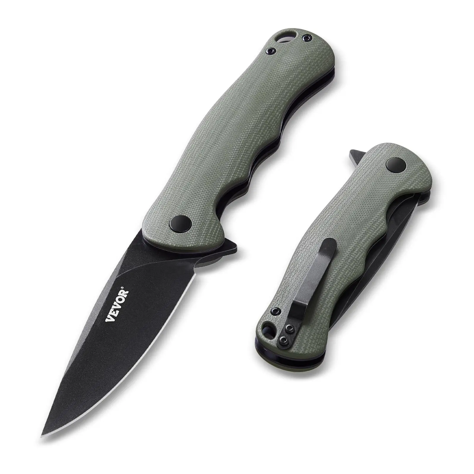 【DealsForYouDays】VEVOR Folding Pocket Knife, 3.5 in/8.8 cm D2 Steel Blade, G10 Handle Small EDC Knife with Pocket Clip, Sharp Camping Survival Hiking Knife, 3.84 oz/0.1 kg Easy to Carry for Men Women Self Defense