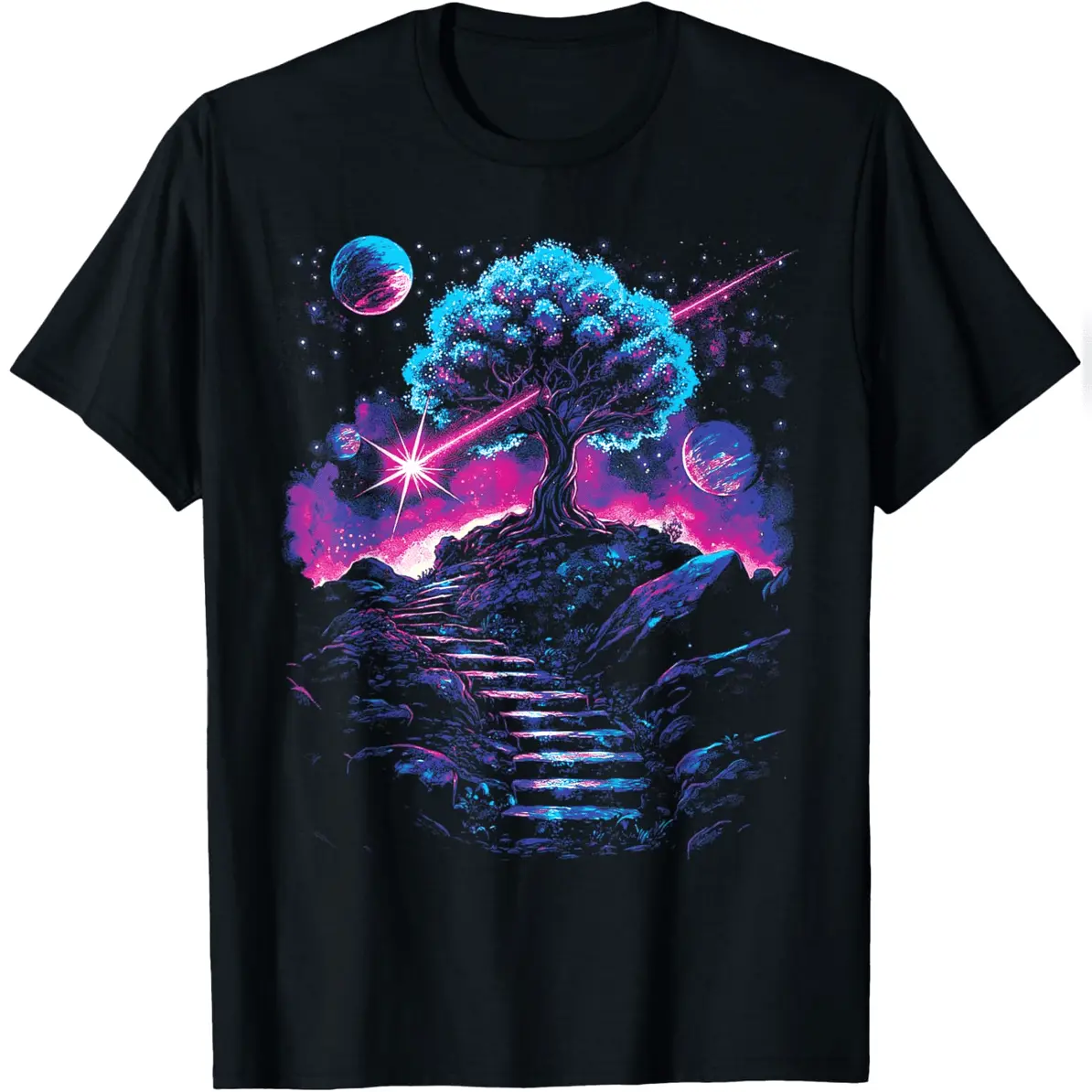 Astronaut Infinity Steps Outer Space Explorer Galaxy Science T-Shirt Everyday Cotton T-Shirt