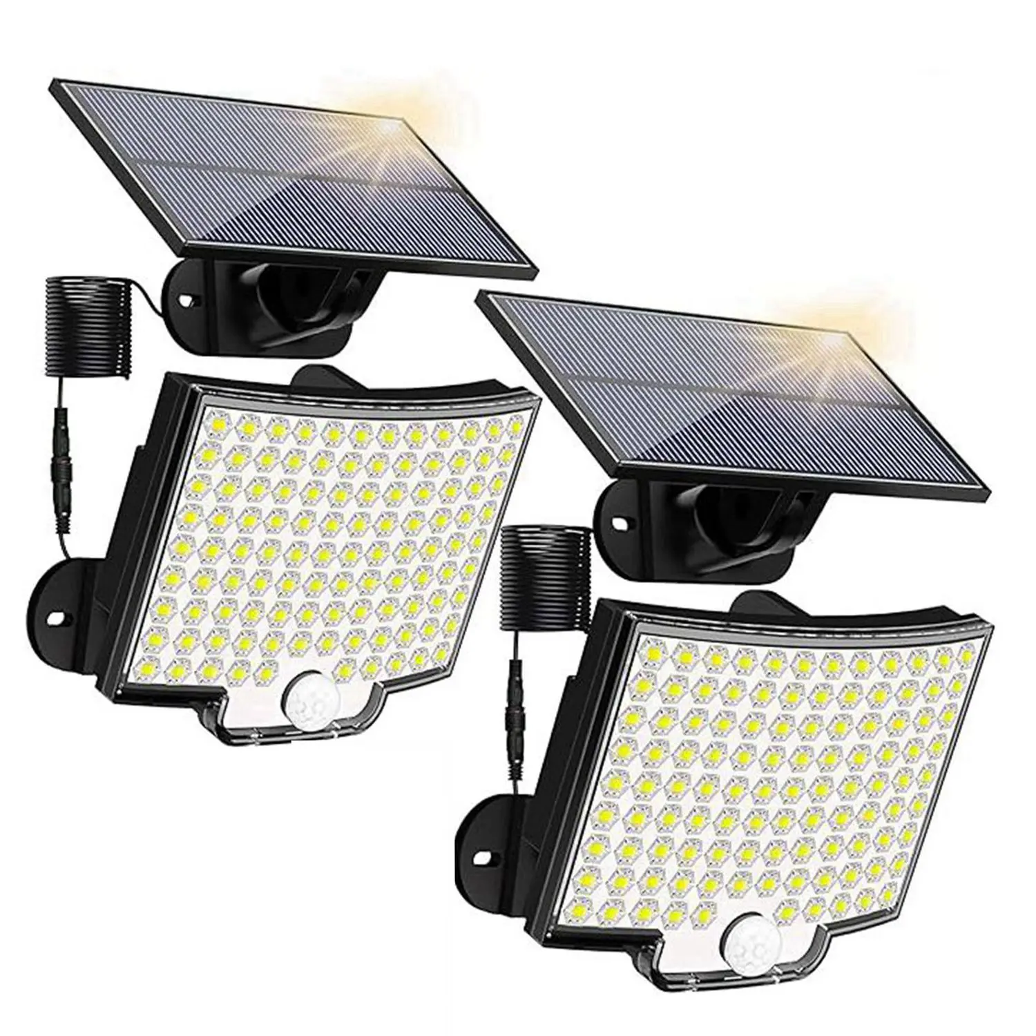 KERNOWO Solar Lights Outdoor 106 LED Solar Flood Security Light 16.5Ft Cable, IP65 Waterproof Wall Lights for Garden Garage Yard Backyard Patio