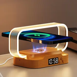 Small Bedside Lamp with Wireless Charging and Clock, Cute Dimmable Nightstand Light with Adjustable Brightness and 3 Color Modes, Mini Table Lamp for Bedroom Decor and Relaxing Ambiance, Great Gift for Any Room