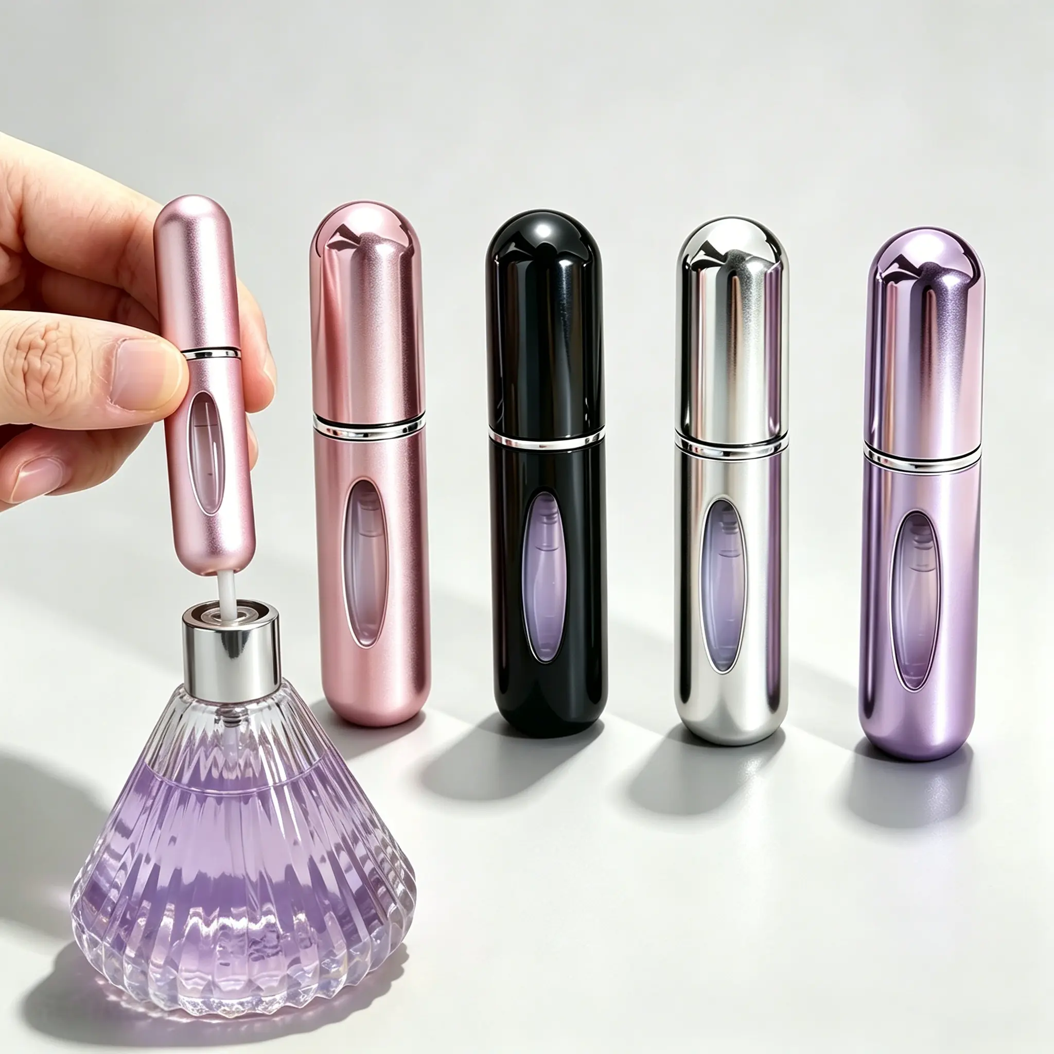 Women’s & Men’s 4-Pack Multi-Pack 5ml Refillable Perfume Atomizer, Mini Travel Continuous Mist Spray Bottles, Portable Leakproof Beauty & Personal Care Makeup Tools