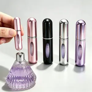 4 Pack 5ml Refillable Perfume Atomizer, Mini Travel Continuous Mist Spray Bottles, Portable Leakproof for Women Men