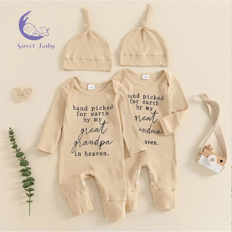 Baby Boy's Long-Sleeve Bodysuit & 1-Piece Set - Cute Letter Print Soft Cotton Built-In Romper with Hat, Casual Fall Outfit (Built-In Romper, Casual, Long Sleeve Inclusions), Built-In Romper Baby Boy's Bodysuits & One Pieces, Casual Baby Boy's Bodysuits &