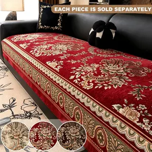 Luxurious Chenille Sofa Pad, New High-End Premium Floral Wealth Sofa Cover, Straight Row Sofa Protector, Elegant Living Room Accessory, Protective Layer