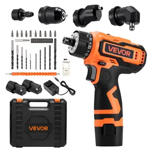 5-In-1 Cordless Drill Driver Kit, Metal Chuck, Dual-Speed Variable Settings, 2 Lithium Batteries, Charger, Tool Box for Wood/Metal Drilling and Screw Tightening