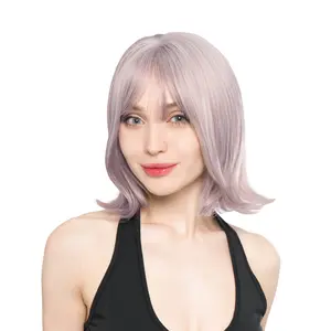 10.5-Inch Grungey Lilac Purple Blend (Light Scorched Brown, Red, Purple & Platinum Tones) Subtle Layered w/ Flicked Ends Synthetic Wig | 【Heat Resistant】【Cap Included】 |  #6 FSGA