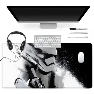 Extra Large Black and White Stormtrooper Mouse Pad Sci-Fi Gaming Mouse Pad 35x16 Inch Computer Keyboard Mousepad Non Slip Mousepad Suitable for Families, Offices and Schools. Perfect Gift for Family Members and Friends