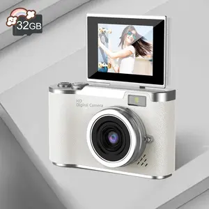 Compact Flip Camera with 32GB Memory Card, Student-Friendly Rotating Screen 3-Inch 180-Degree Selfie Camera, Ideal Valentine's Day Gift, Essential Photography Tool, Portable Selfie Camera