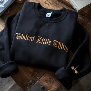 Violent Little Thing Embroidered Sweatshirt, Dragon Sleeve Hoodie, Fourth Wing Fan Merch, Book Lover Gift, Bookish Hoodie for Fantasy Fans