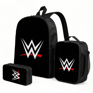 WWE Backpack with Lunch Box and Pencil Case | School Bag Set | 3-Piece Back to School Supplies for Boys and Kids