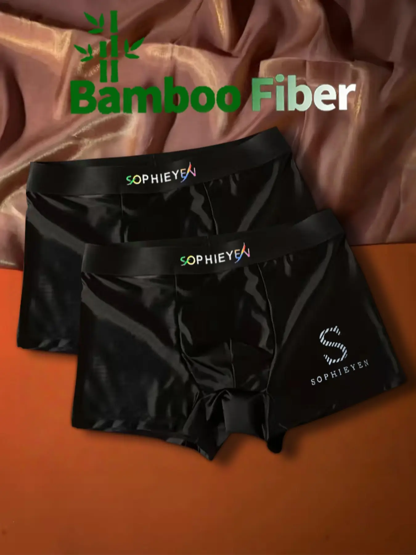 High-Quality Men's Underwear Casual Boxer Briefs 2-Pack, Bamboo Fiber, Comfortable and Breathable, Seamless Design, Suitable for Young Adults, Sports Activities